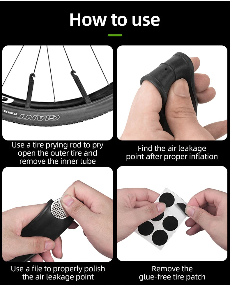 Glue-Free Bicycle Tire Repair Kit for Road & Mountain Bikes