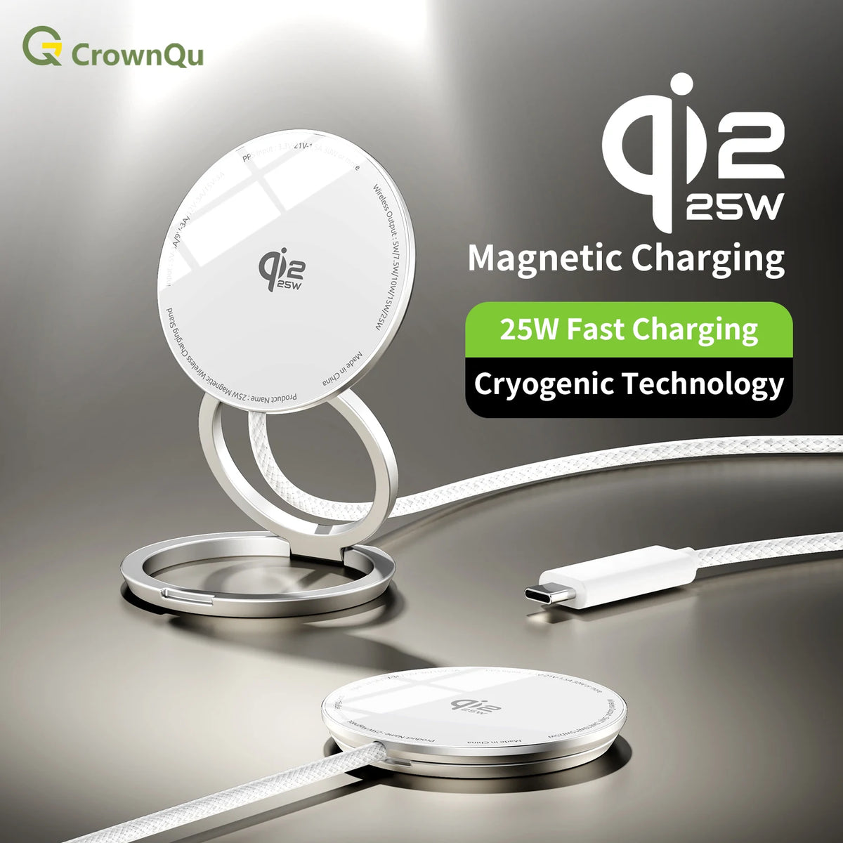 Wireless Charger Charging Station 25W Qi2.2 Fast Charge Compatible with iPhone 18/17/16 Pro Max Huawei Xiaomi and iPad airpods