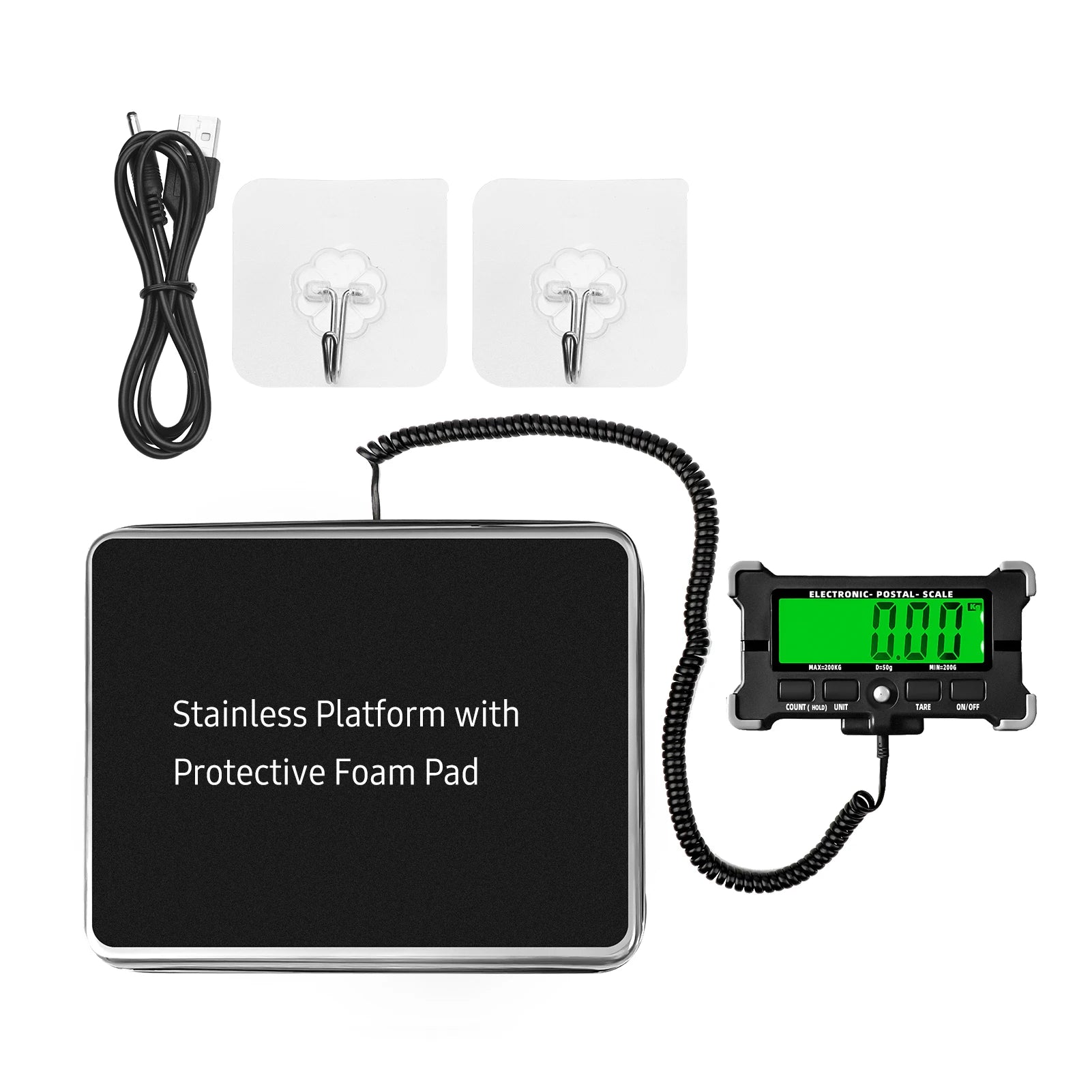 Digital Postal Scale 200kg Capacity with LCD Backlight Display