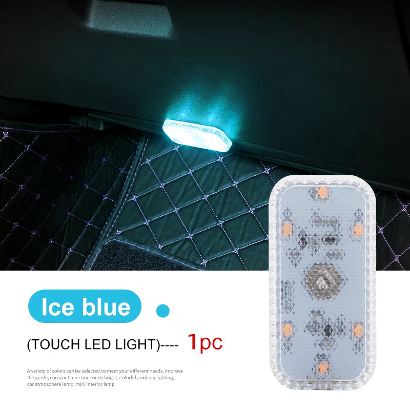 LED Touch Light Mini Wireless Car Interior Lighting Auto Roof Ceiling Reading Lamp for Trunk Storage Box USB Charging
