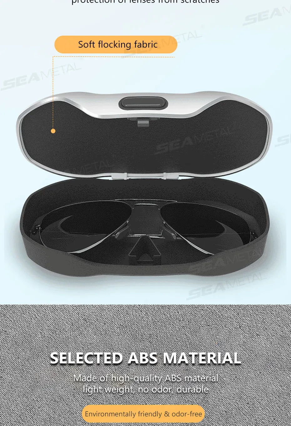 SEAMETAL Large Car Glasses Holder Clip on Sun Visor Sunglasses Holder Universal Car Eyeglasses Case Anti Scratch Flocking Layer