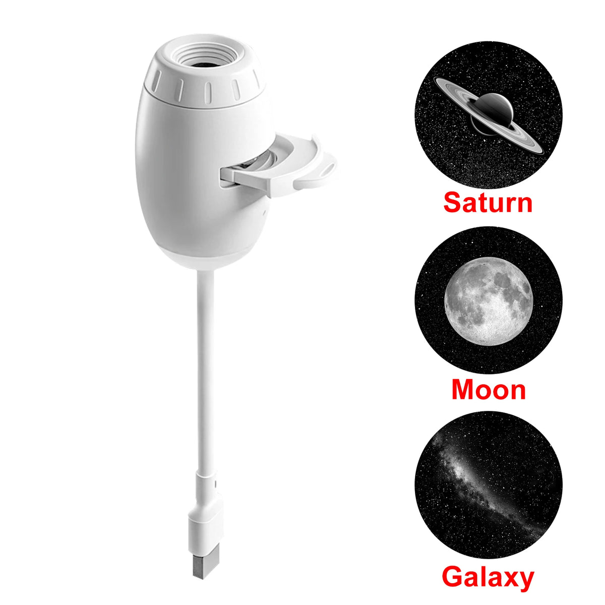 Mini projetor USB de galáxias e luz de presença