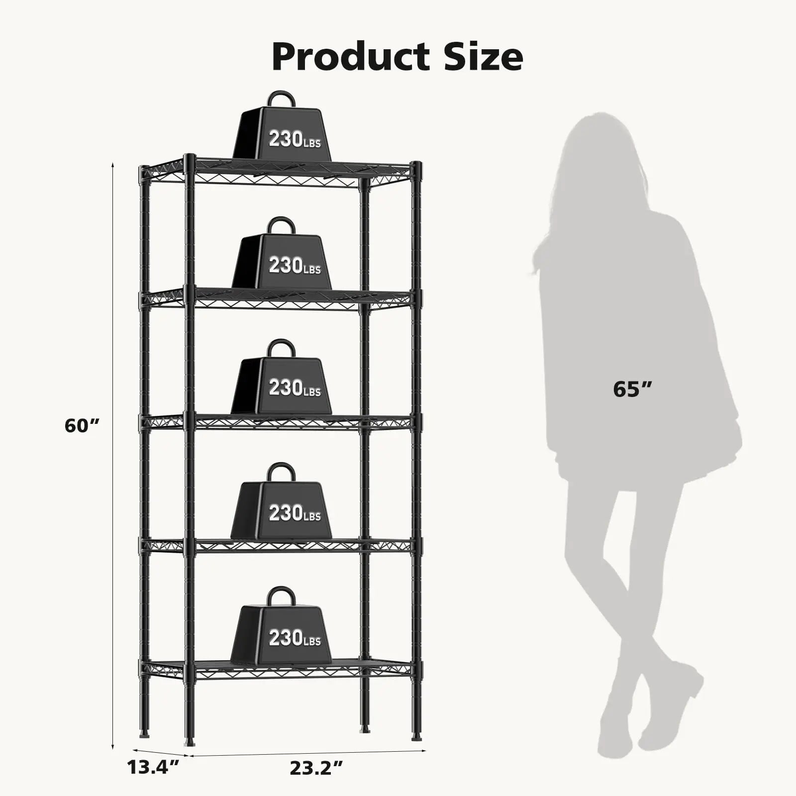 Adjustable Metal Wire Storage Shelves Heavy Duty 3-5 Tier Rack