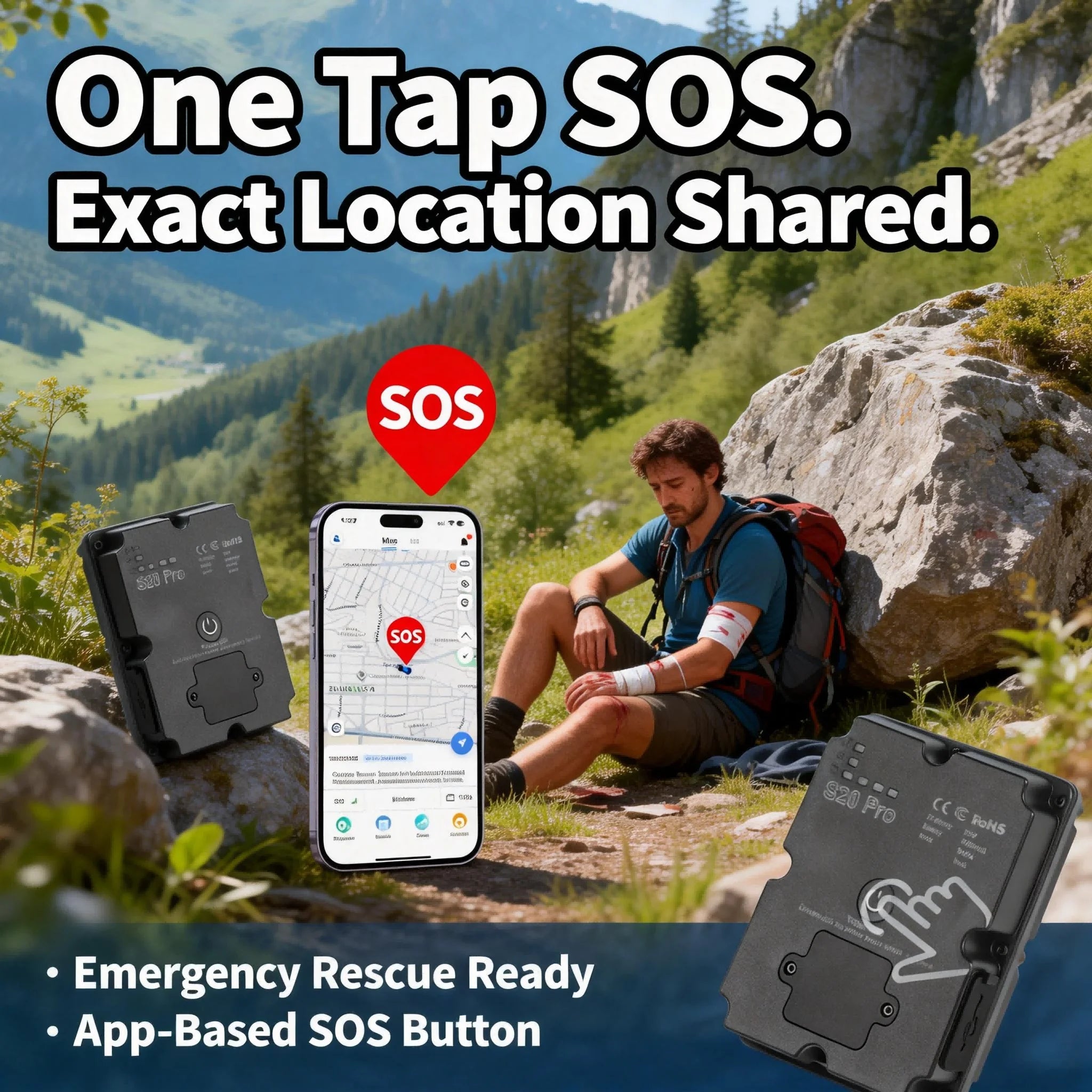 Traceur GPS 4G avec SOS pour Randonnée, Trekking et Sécurité en Plein Air