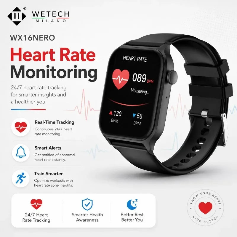 For Android IOS Users WETECH WX16 Smart Watch Bluetooth Call Internal Mic Touch Screen 123 Sport Modes Heart Sleep Stress Tracking Fitness Wristwatch 7-Day Battery White Black Two Colors Available