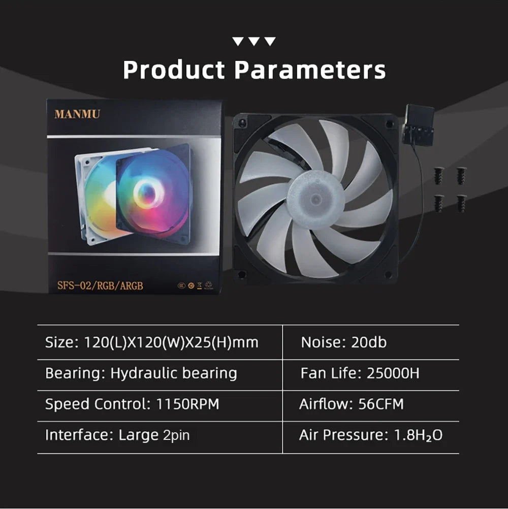 120 mm Rainbow RGB Computer Case Fan