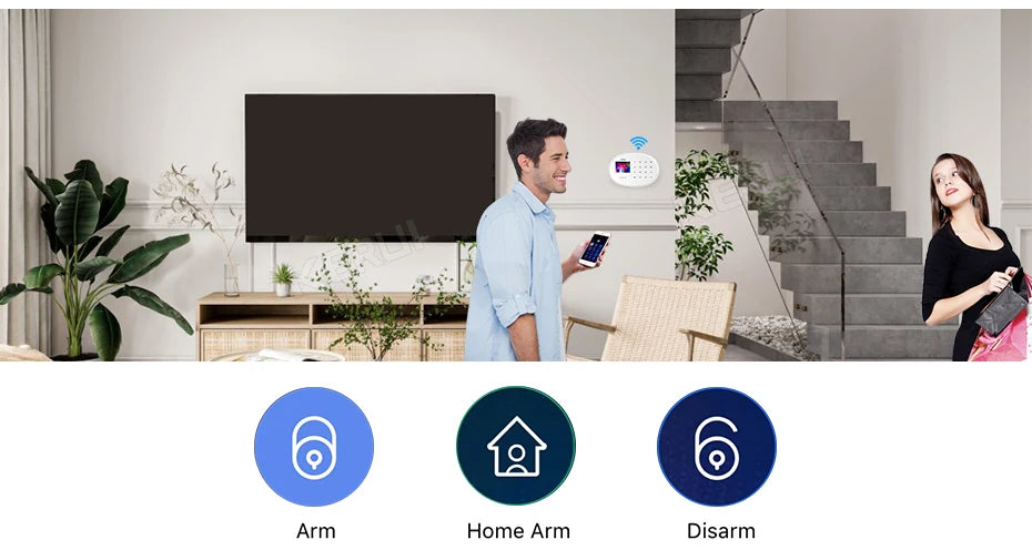 KERUI 433MHZ GSM+WiFi Heimalarm Kommt mit Tuya Smart Anti-Diebstahl Alarme Alarm System Kits Integrierte Batterie Sirene PIR Sensor