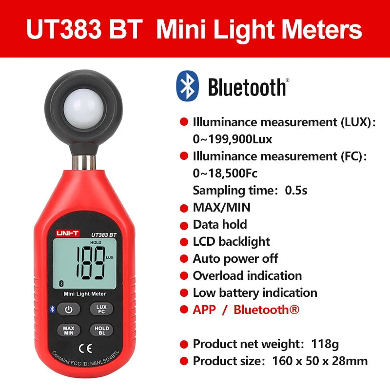 UT383 ja UT383BT Digitaalinen Valaistusmittari