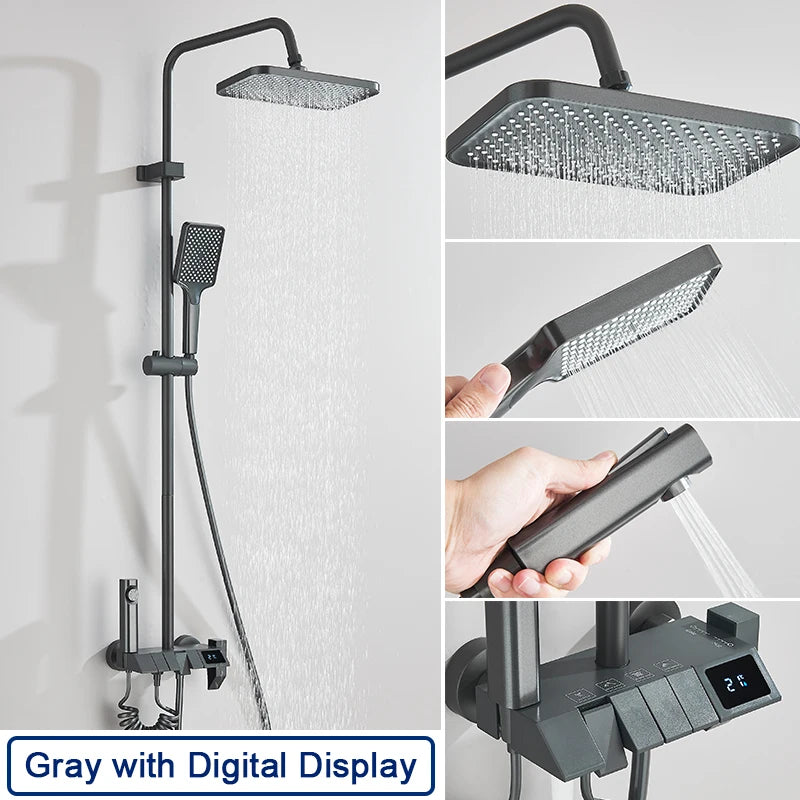 Digitalt display regnbrusersystem med bidet og badekarudløb