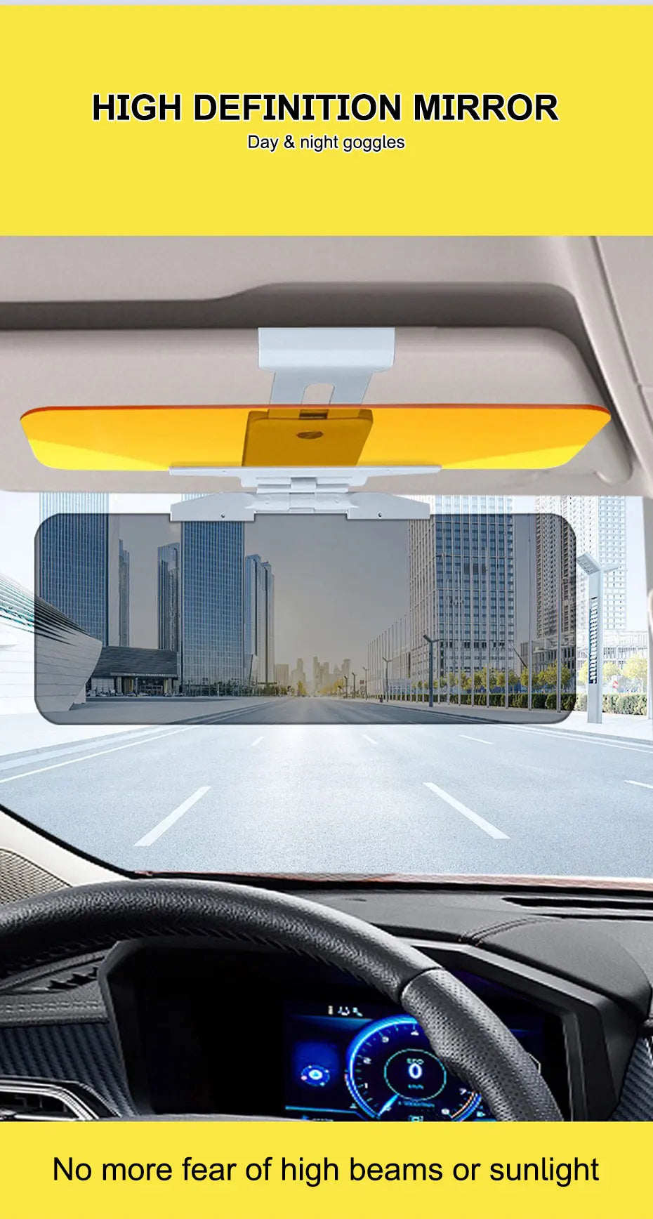 SEAMETAL Windshield Polarized Sunshade 2 in 1 Sun Visor Anti Glare Sun Shade HD Night Vision Goggles UV Blocking Sunglasses
