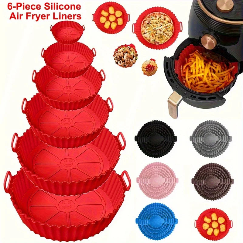 Silicone Air-Fryer Mats, 6-Piece Colour Options