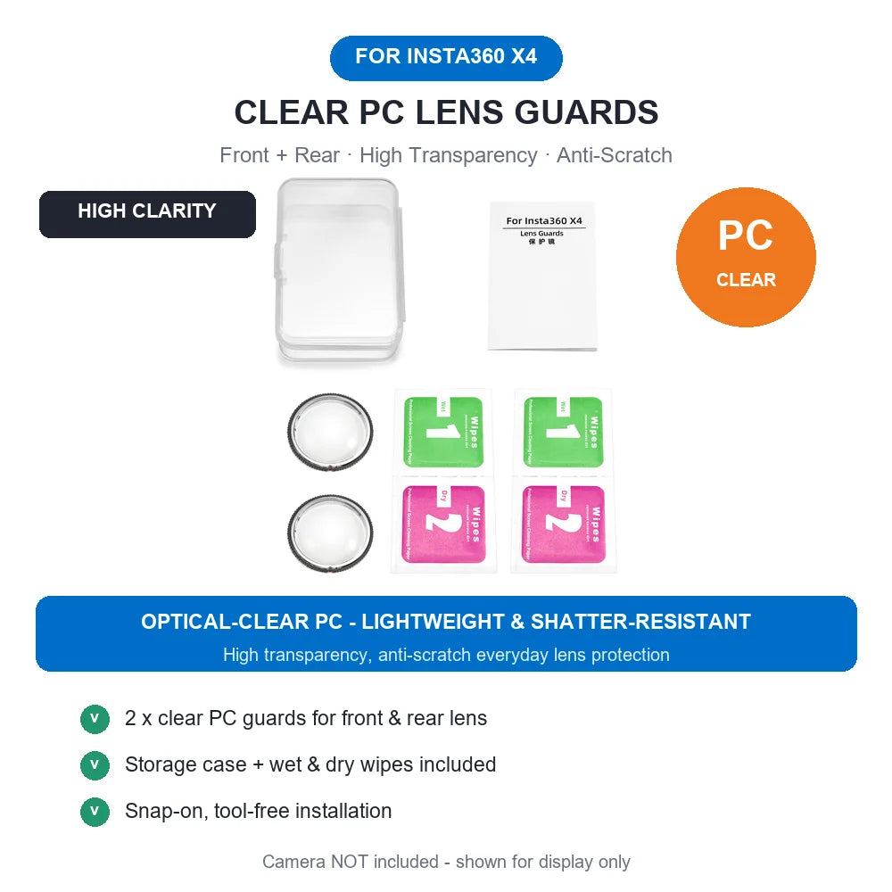 Protections d’objectif pour Insta360 X6 X5 X4 X3 One X2, accessoires, cache de protection d’objectif anti-rayures pour Insta 360, capuchon d’objectif de protection
