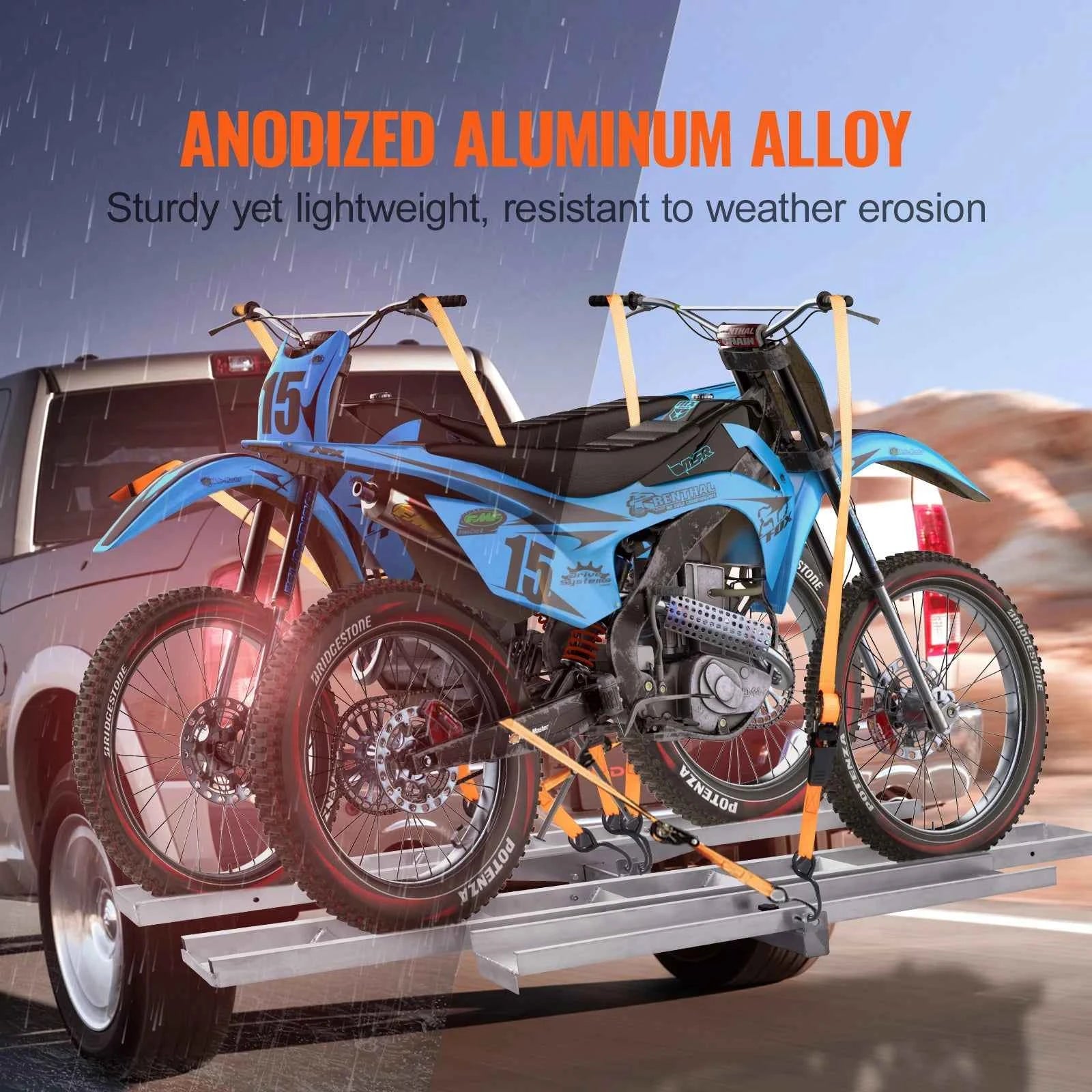2-Bike Motorcycle Carrier Hitch Mount with Ramp 600 lbs Aluminum