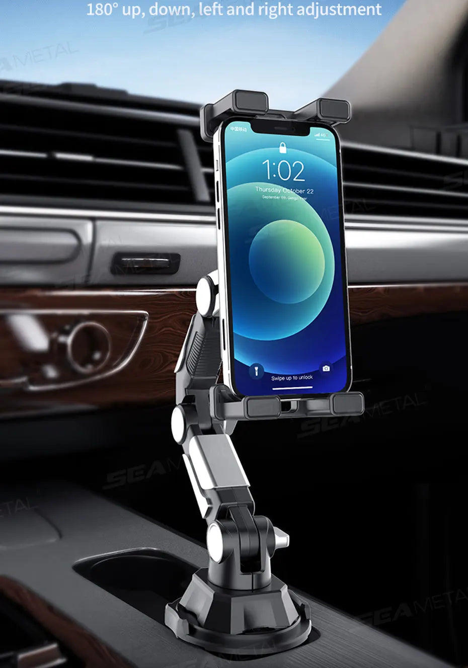 SEAMETAL Car Phone Mount on Cup Holder 6.5-9.5CM Adjustable Base Tablet/Phone Holder 360-Degree Flexible Rotation Phone Stand