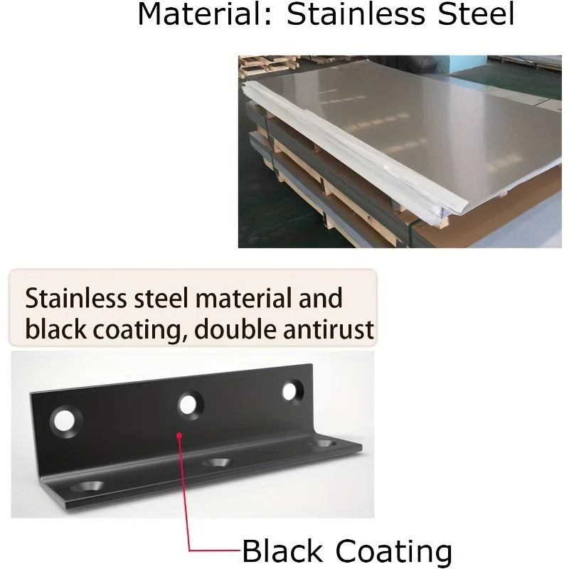 80mm Black L-Brackets, 8-Piece Option