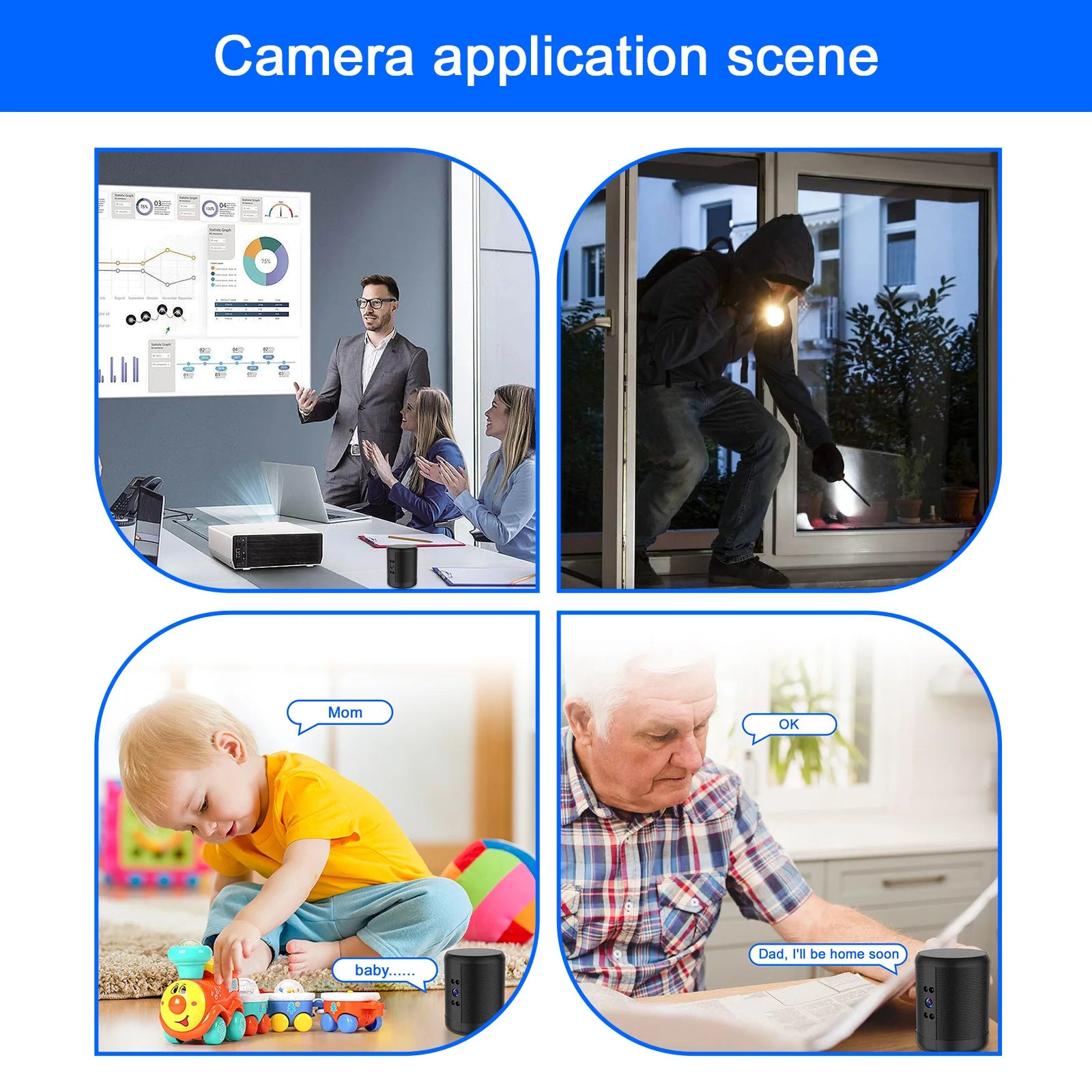 1080P HD Mini WiFi Camera Bluetooth Speaker with Night Vision