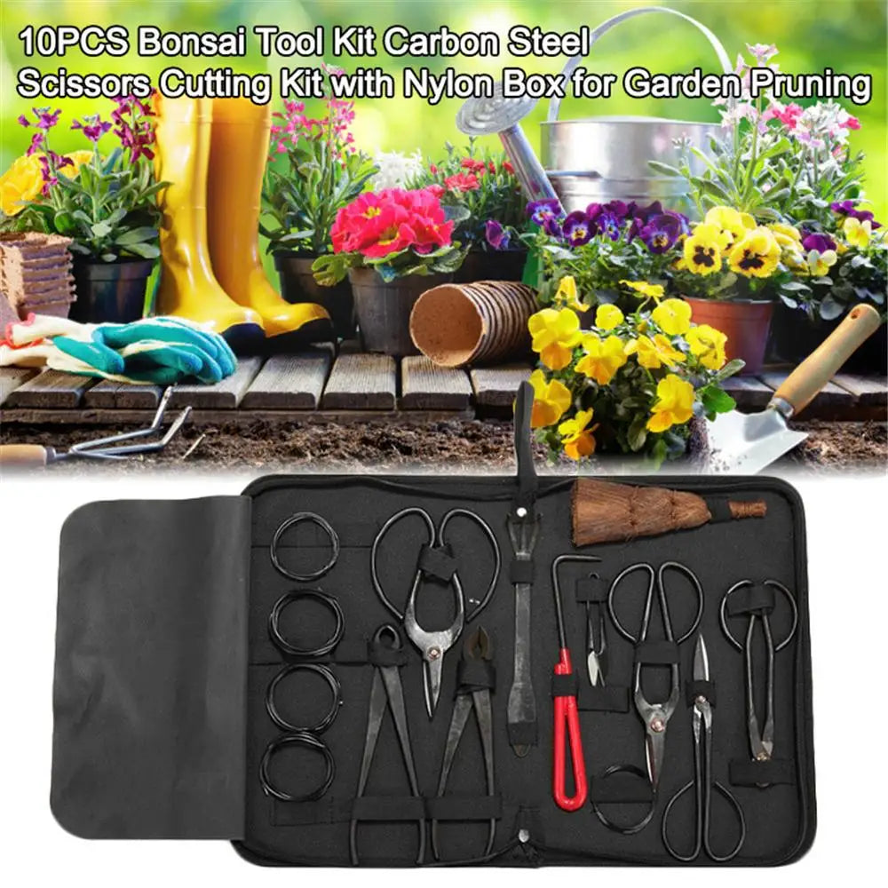 Carbon Steel Bonsai Tool Set with Nylon Case