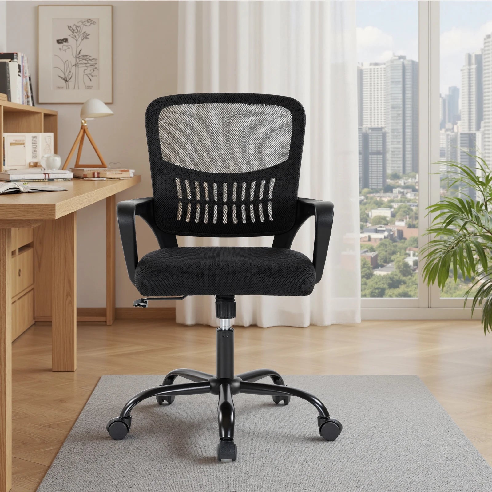 Ergonomická kancelářská židle z prodyšné síťoviny s bederní opěrkou a nastavitelnou výškou