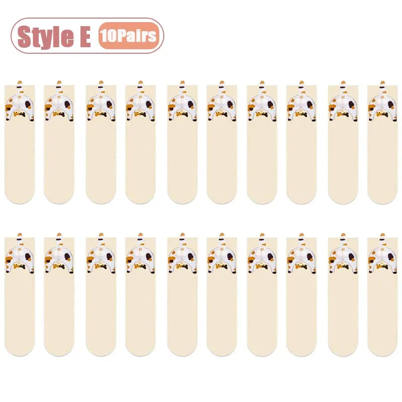 Cartoon Cat Egg Couple Socks Cozy Mid-Calf Cotton for Maternity Warm Winter Cute Present for Christmas Cat Lovers Family