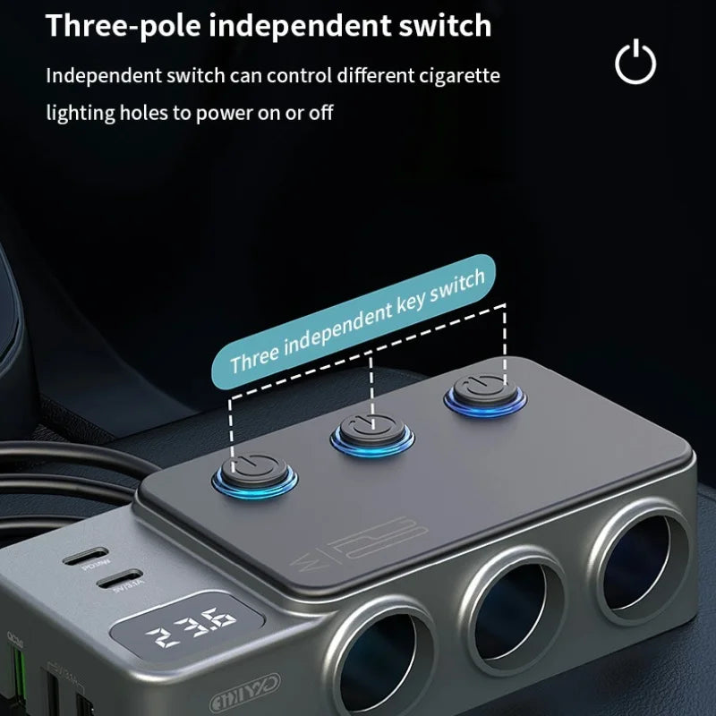 Car Cigarette Lighter Splitter Adapter with Multi-Port USB Charging