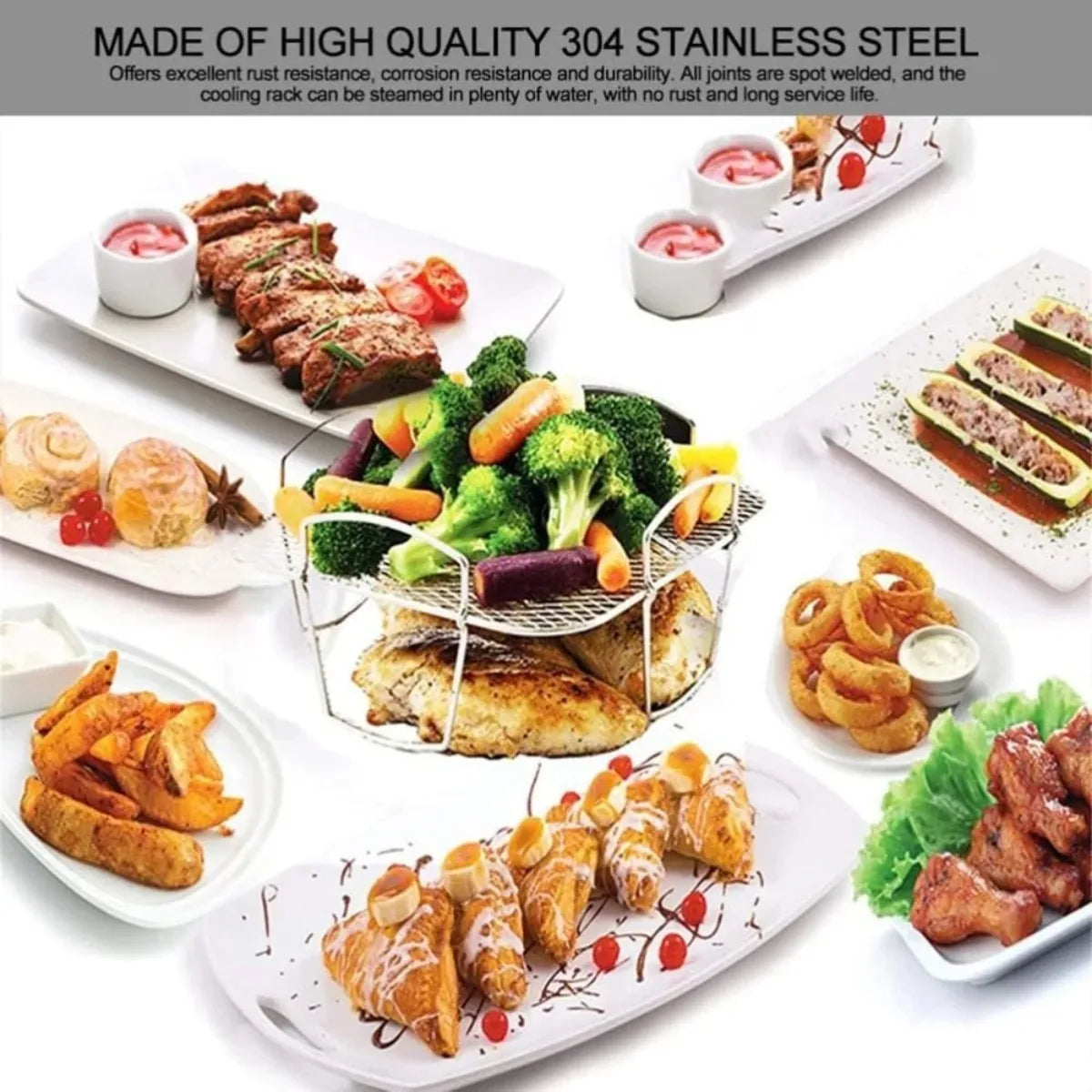 Panier de cuisson en acier et grille vapeur