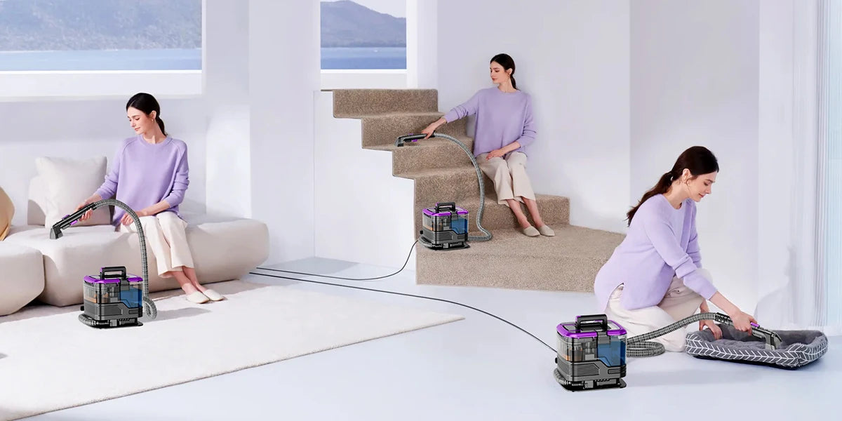 Honki 530W Carpet Cleaner Machine 20KPa Strong Suction Handheld Multifunctional Cleaner for Pet Hair Upholstery Sofa Mat Bed Self-cleaning Energy-saving Portable Wet and Dry Deep Cleaning Appliances