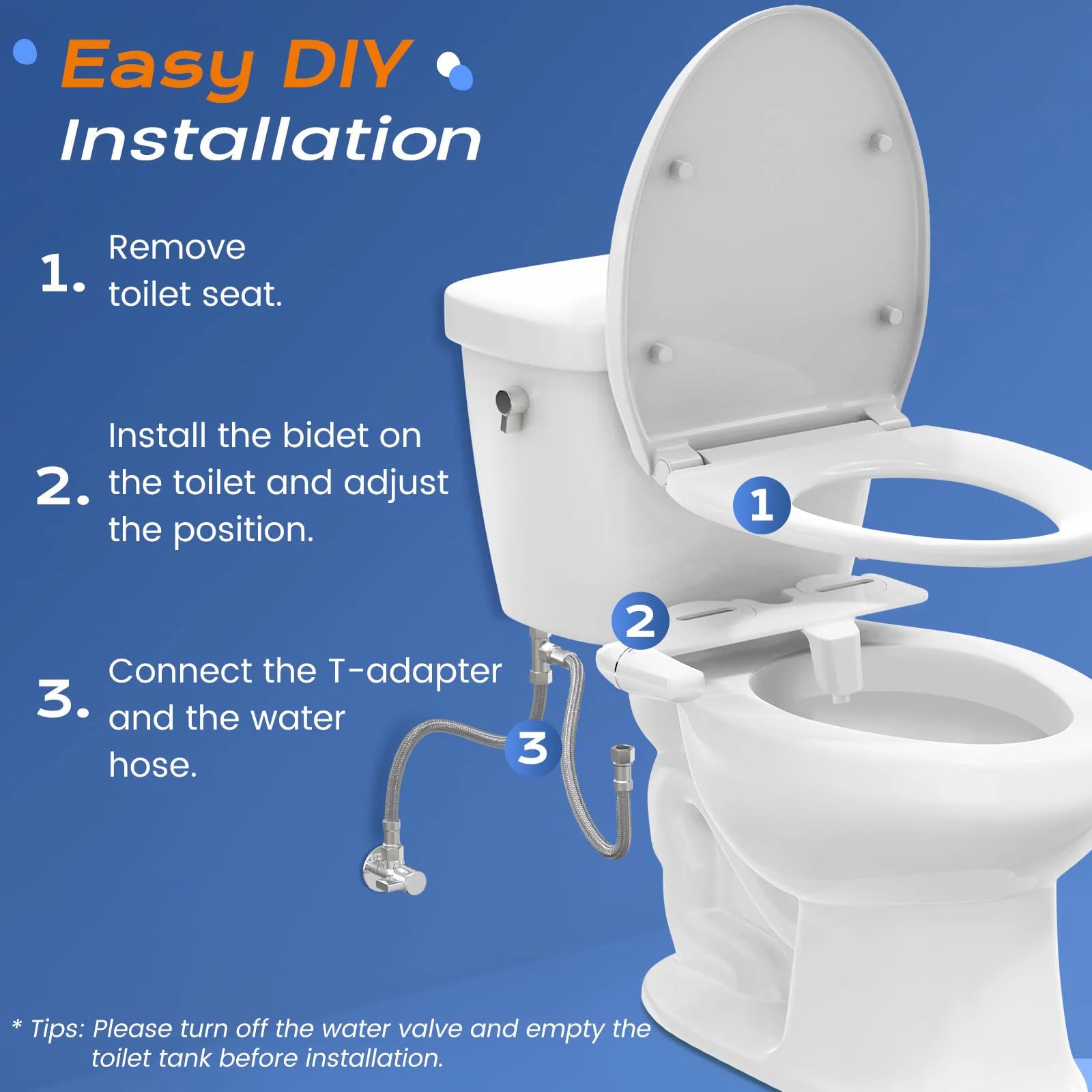 Ultra-Slim Bidet Attachment for Toilet with Dual Nozzles