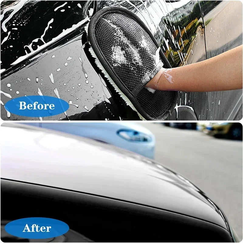 ISGTDRM Car Cleaning Sponge Glove Car Polishing Washing Mitt Gloves Microfibre Wash For Automotive Kitchen Homes Cleaner Wool