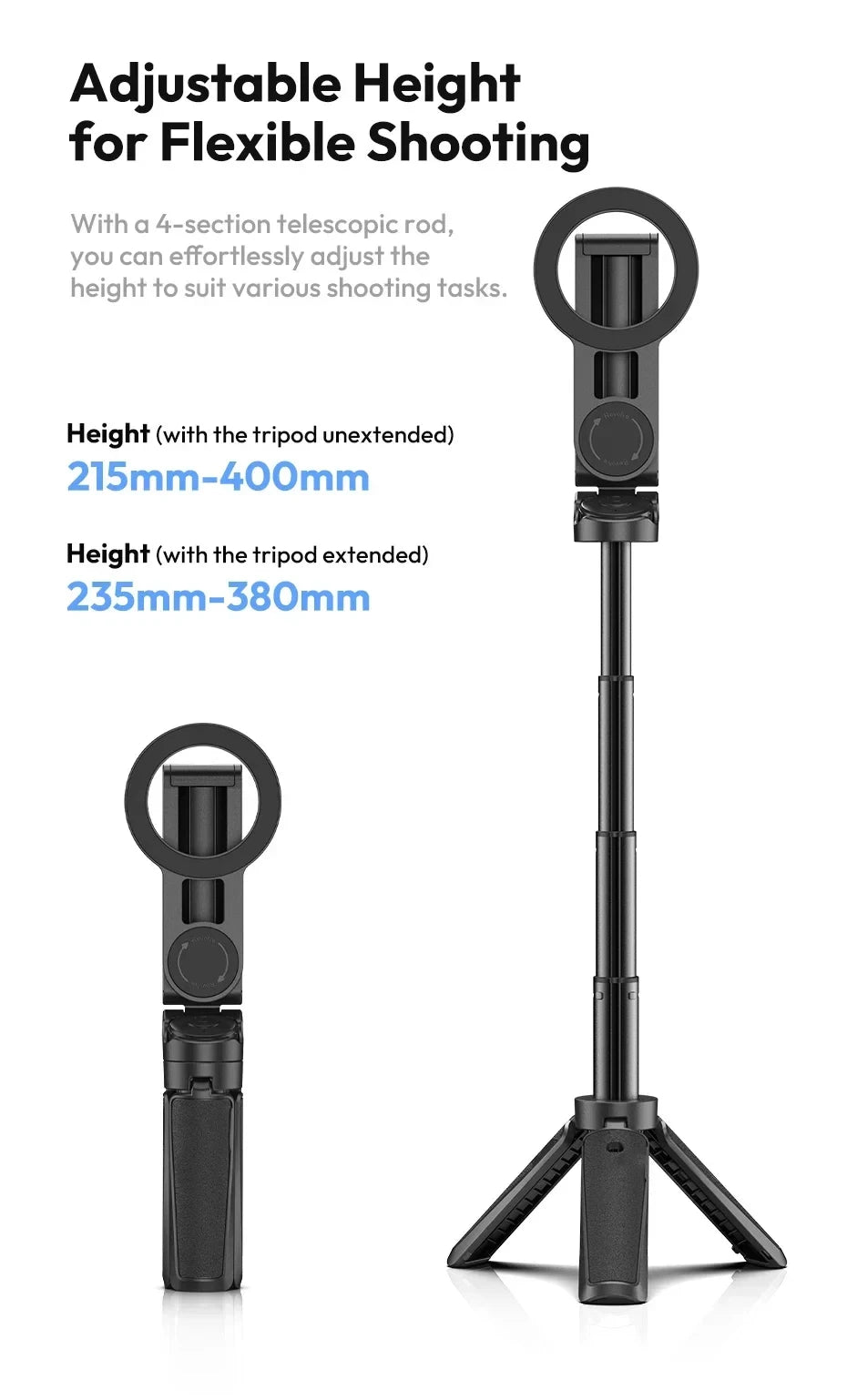 Magnetic Phone Tripod Wireless Phone Grip Selfie Stick Desktop Tripod for iPhone 12 13 14 15 16 Pro Max For Samsung phone holder