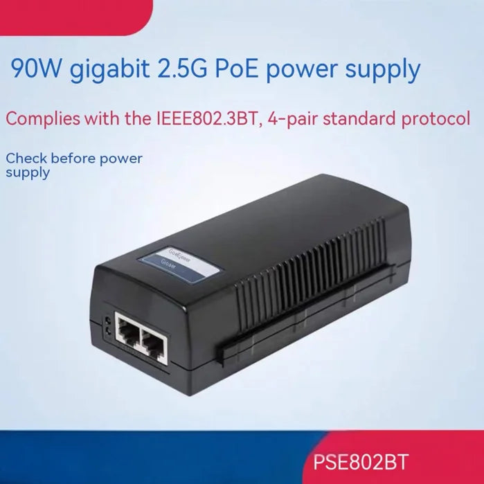 Injector PoE con opciones de energía y enchufe