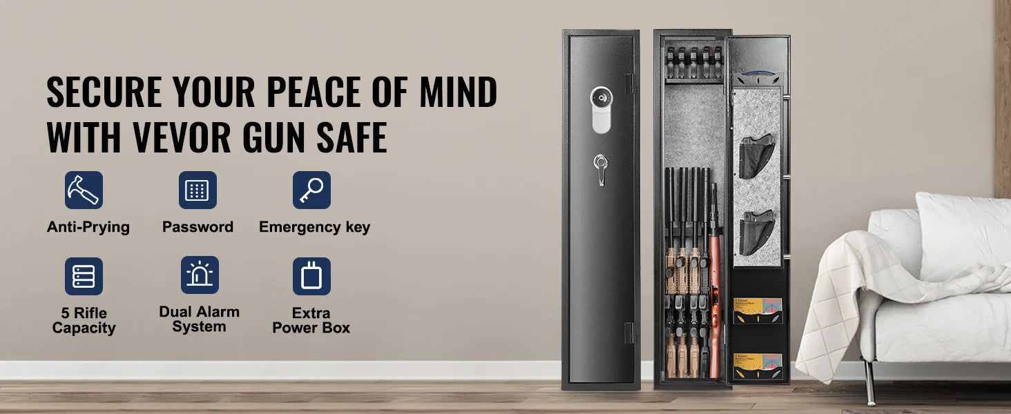Rifle Gun Safe Cabinet with Digital Keypad or Fingerprint Lock