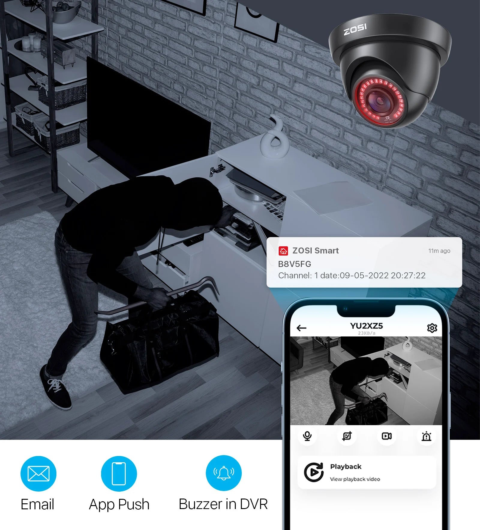 1080P Wired Security Camera System with 4 Cameras & 8CH DVR