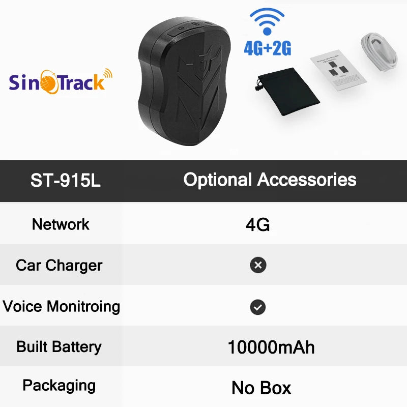 SinoTrack 4G 5000/10000 mAh ST-905/ST-915 Waterproof GPS Vehicle Tracker Magnet Long Standby Battery Real Time Position APP