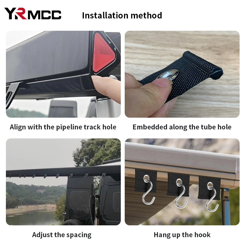 4Pcs S Shaped Camping Awning Hooks Clips Durable RV Tent Hangers Light Hangers with Holes Practical Caravan Camperb Accessories