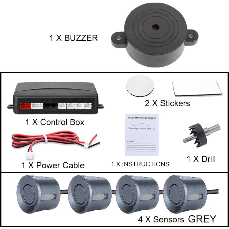 12 V Einparkhilfe-Set - Vier Sensoren mit 22 mm