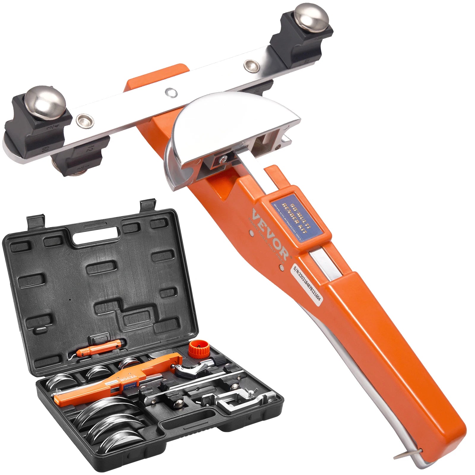Ratcheting Pipe Tube Bender Kit with 7 Dies & Cutter Set