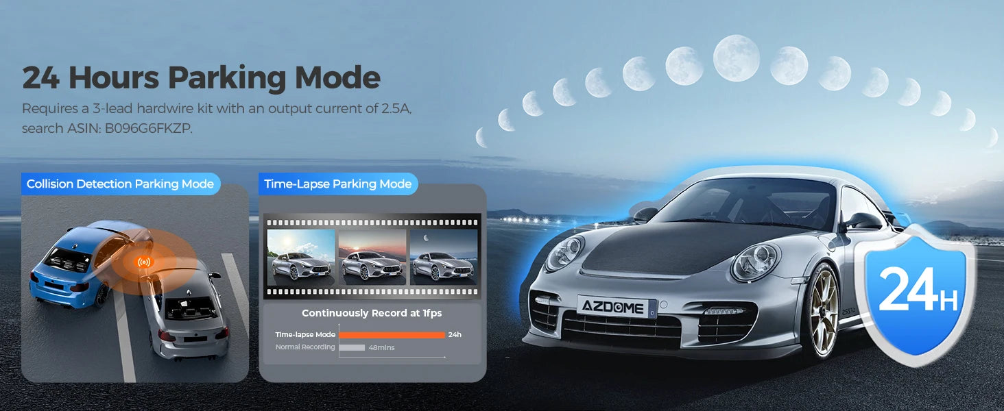 AZDOME M550 Pro kamera za nadzor vožnje s 3 kanala s GPS-om i WiFi-jem