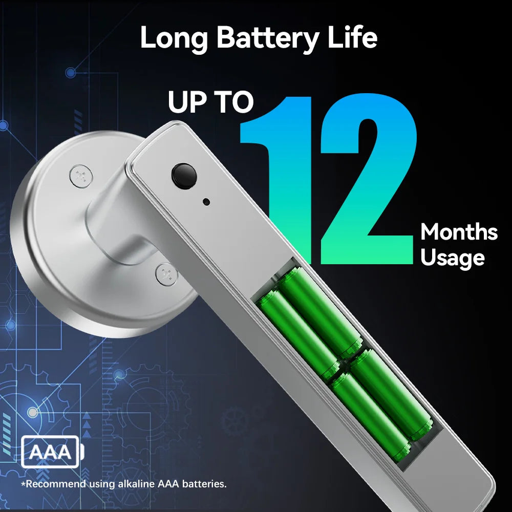 Smart Fingerprint Door Lock Handle 5-in-1 Keyless Entry