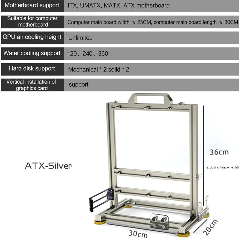 MOD Gamer-behuizing, DIY ITX MATX ATX PC-behuizing open frame rek, waterkoeler desktop computer gaming chassis, verticale persoonlijkheid