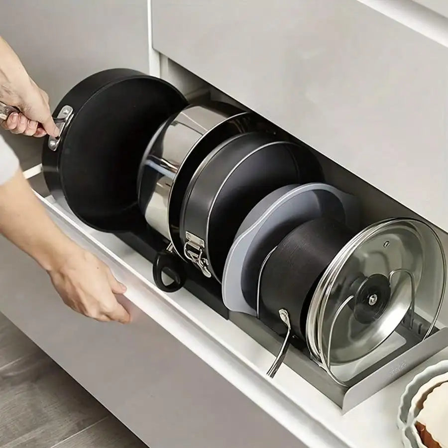 Expandable Pan Organizer Rack for Kitchen Cabinets