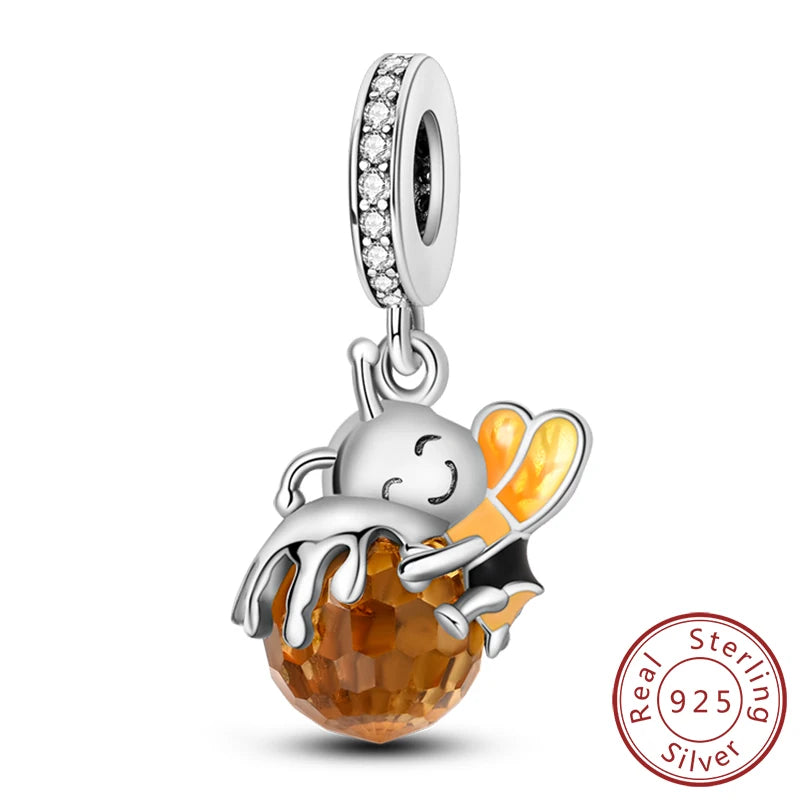 Original 925 Sterling Silver Charm Beads Glowing Luminous Firefly Butterfly Pendant for Bracelet Charm Jewelry