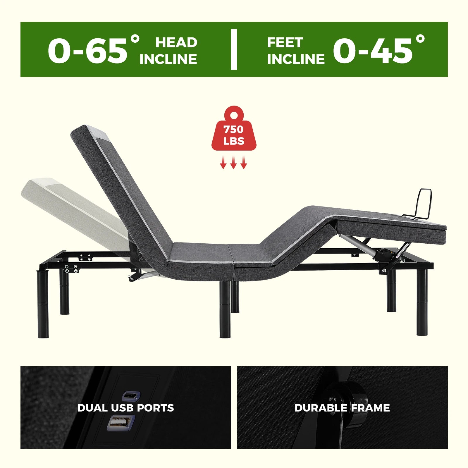 Queen Adjustable Bed Frame with Wireless Remote & Zero Gravity