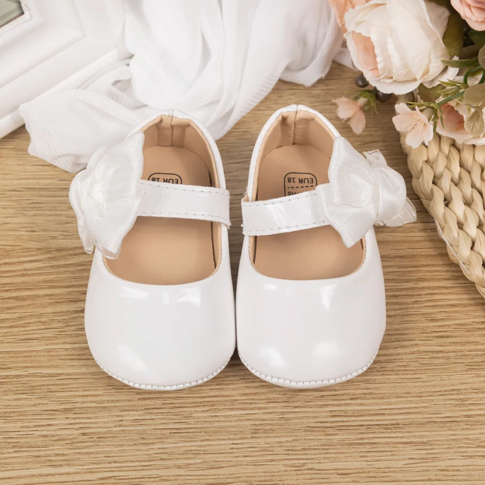 Newborn Baby Non‑Slip PU Walking Shoes with Soft Rubber Bottom