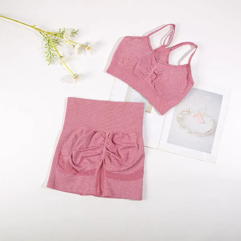 Nahtloses Yoga-BHF-BH und Shorts – Getrennt oder Set-Optionen
