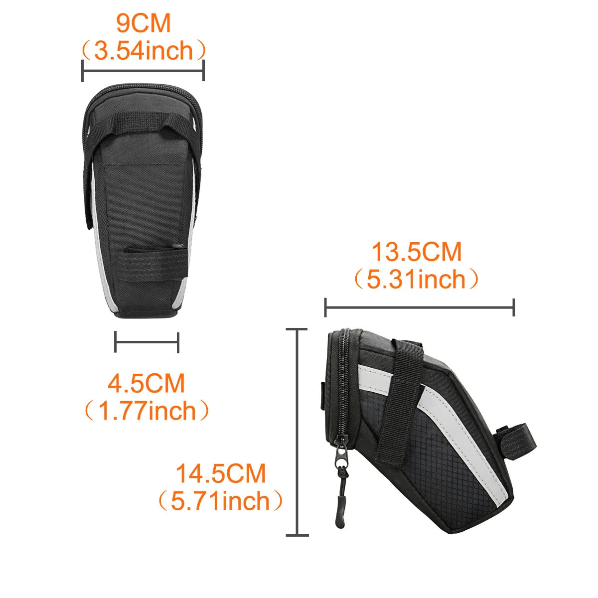 Bike Saddle Bag 1L Small Storage Black Cycling Seat Tail Rear Pouch Bag Accessory Kit Tool Reflective Cycling Accessories