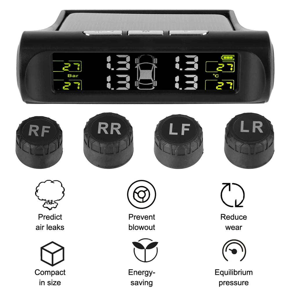 Solar TPMS Tire Pressure Monitoring System with External Sensors