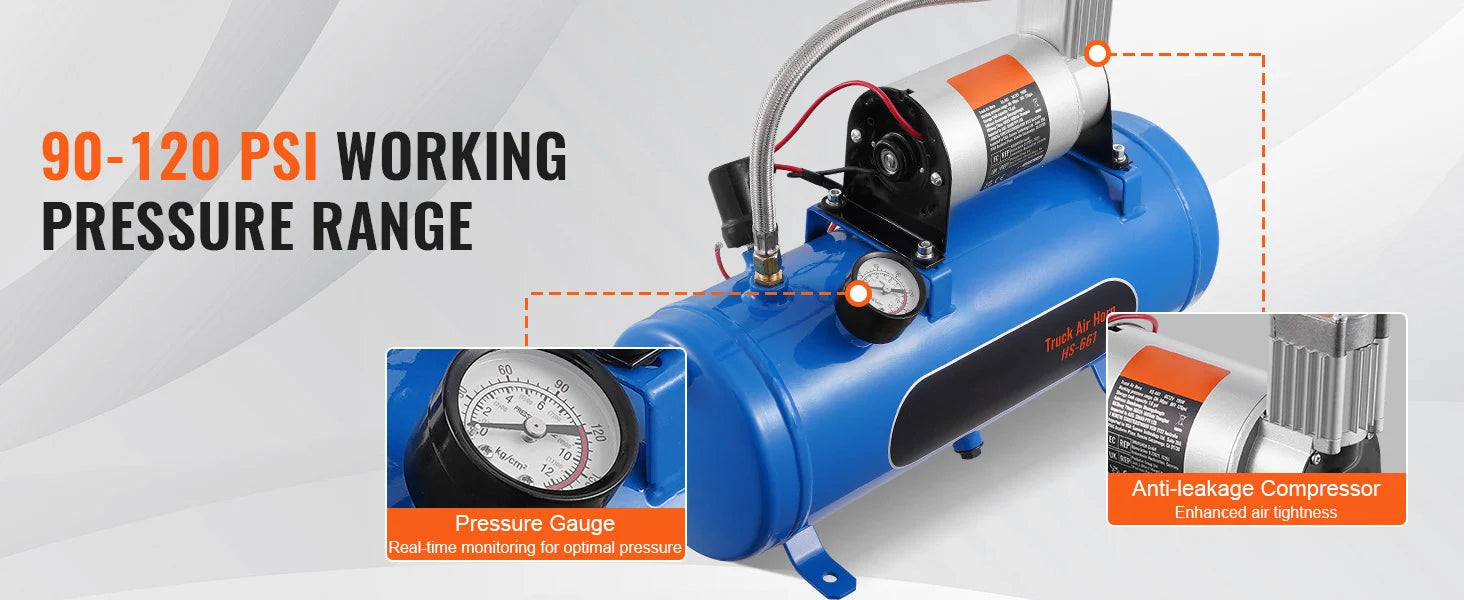 12V Air Compressor with Tank 120 PSI System for Horns & Tires