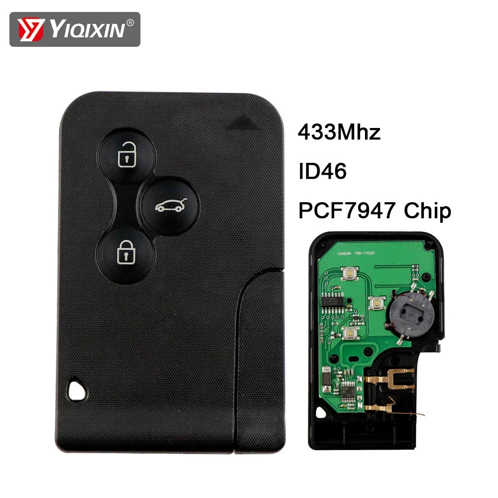 Remote Smart Card Car Key 433Mhz ID46 PCF7947 Chip For Renault Clio Logan Megane 2 3 Scenic 2003-2008 3 Buttons Shell Case Cover