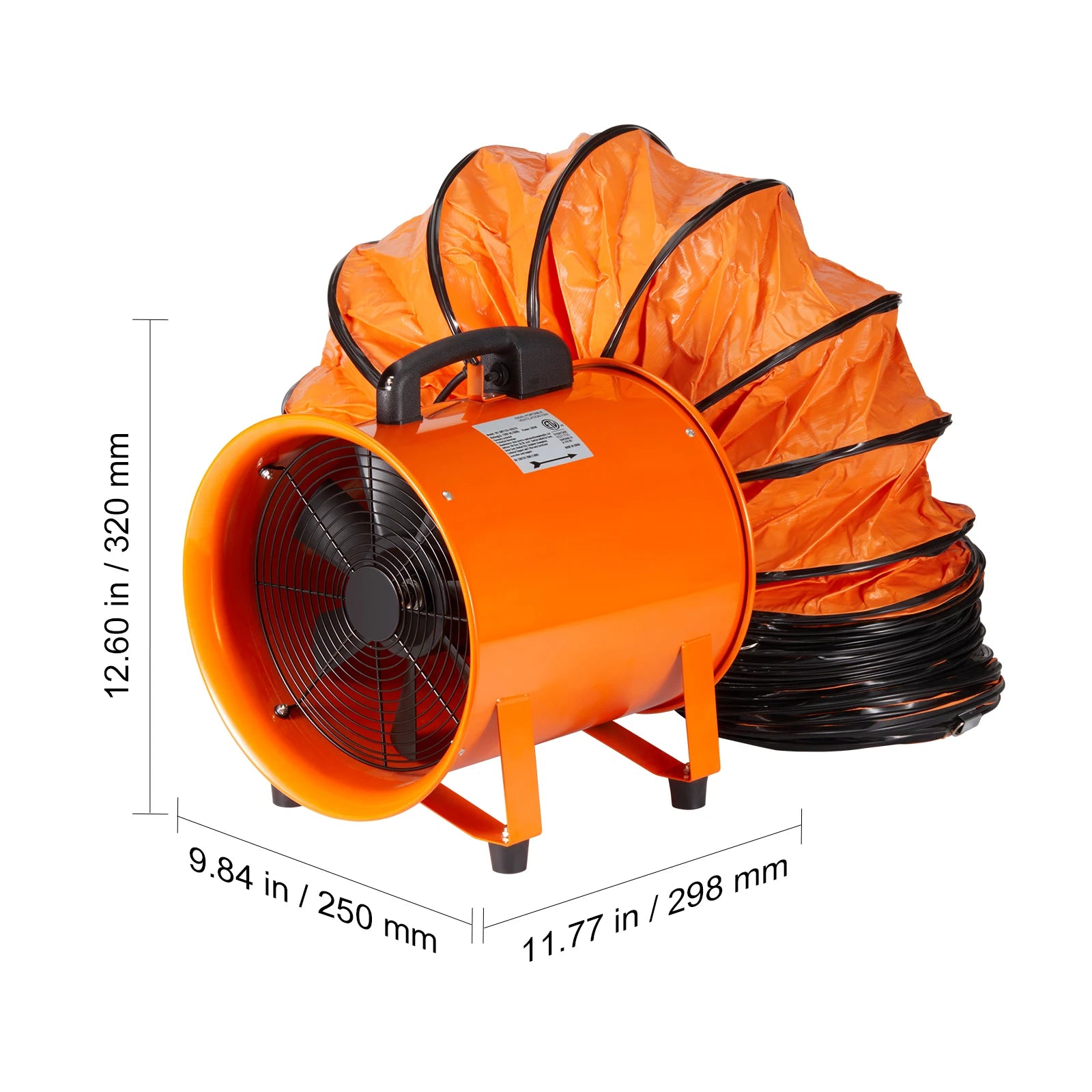 Průmyslový ventilátor s výfukem 8 palců a PVC hadicí, průtok vzduchu 1070 CFM