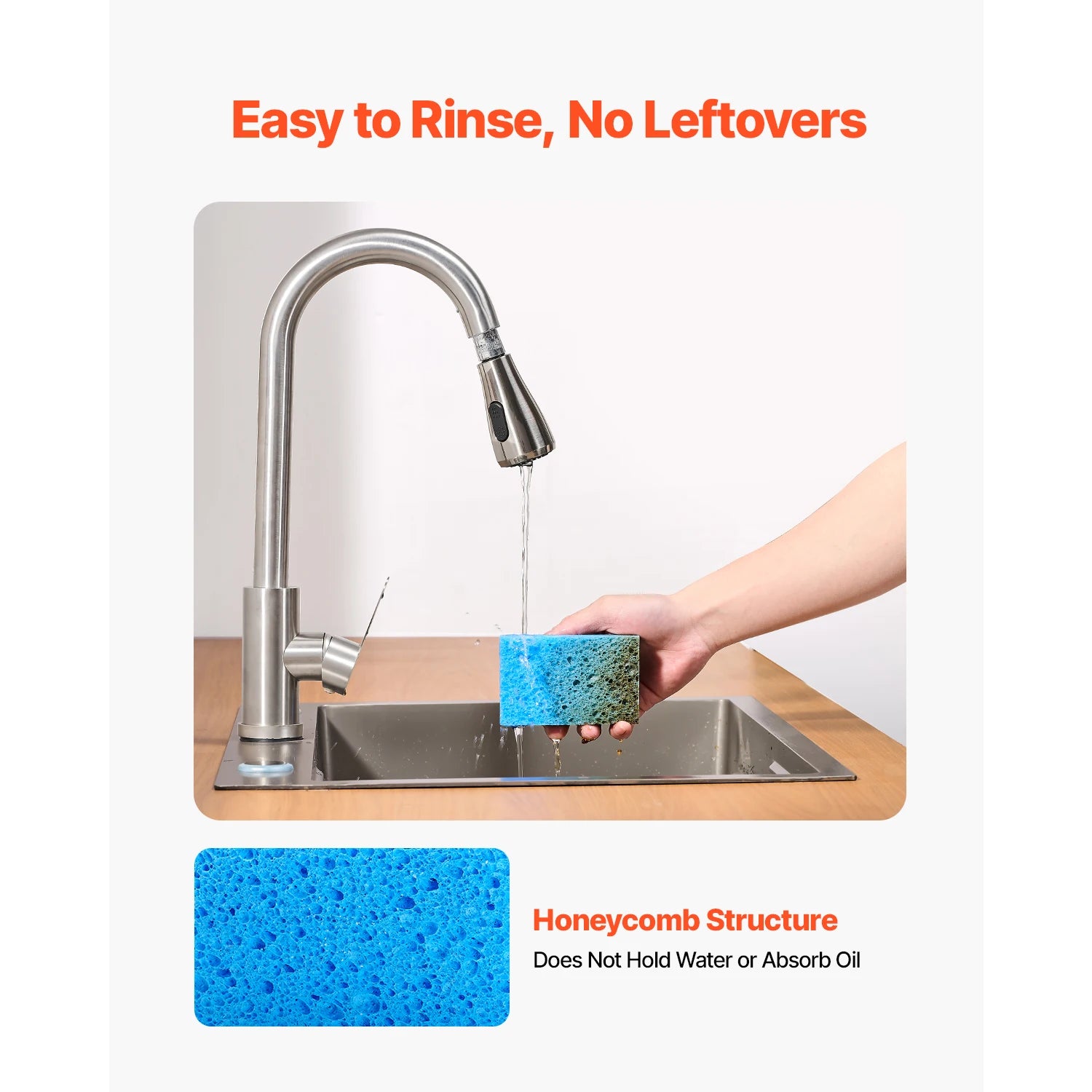 12pcs Natural Kitchen Sponges with Honeycomb Absorption Design